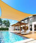 20x26 Ft Sun Shade Sail For Patio And Backyard installed over pool with loungers, Heavy Duty 185GSM Rectangular Outdoor Shade Canopy