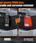 Smoked Tail Lights With Two Halogen Bulbs For Dodge Ram 2009 2018 1500 2500 3500 And 2019 2024 Ram 1500 Classic Brake Rear Lamps Fits Factory Halogen Trims Only showing comparison with original light