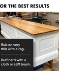Top Shelf Wood Finish Paste Wax For Furniture Cabinets And Tabletops Blends Carnauba And Beeswax on wooden countertop with instructions