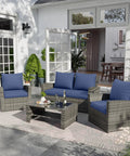 Outdoor Chair Cushions Set Of 4 Replacement Cushions For Patio Furniture Deep Seat Cushions With Water Resistant Removable Covers Navy Color For A Comfy Durable Outdoor Upgrade That Fits Most Lounge Chairs And Patio Sets on patio furniture