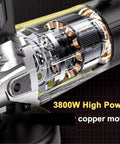 Close-up of 3800W copper motor in Heavy Duty Wall Grinder And Floor Concrete Polisher Angle Machine showcasing power components.