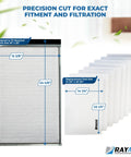 Replacement Filter Pads 16x25 For Respicaire MicroClean 95 Air Cleaner, Fiberglass Media, Exact Fit 16x25x1, Four Pack, size detail