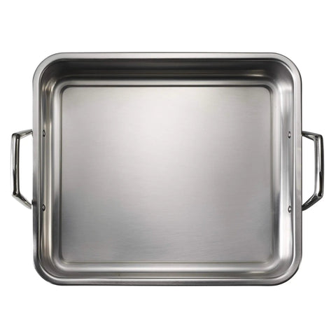 Deep Stainless Steel Roasting Pan With Basting Grill And V Rack For Oven 16.5 Inch Turkey Roaster Dishwasher Safe Made In Brazil
