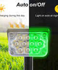 Green Solar Outdoor Spotlights 20 LED IP65 Waterproof Landscape Lights for Garden Path Yard Holiday Decor 4 Pack demonstrating auto on/off