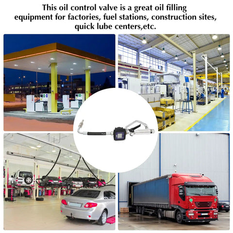 Kickass Heavy Duty Air Operated Oil Transfer Pump With Digital LCD Flow Meter shown in various shops and fueling stations.