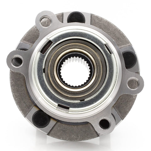 Front view of Front Wheel Bearing And Hub Assembly For Nissan Altima 2007 2008 2009 2010 2011 2012 2.5L 4 Cylinder Models Only And 2013 S Coupe 5 Lug With ABS Replacement OEM Grade