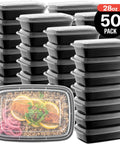 Stack of 50 Pack Meal Prep Containers With Lids 28 Oz One Compartment To Go Bento Boxes Microwave Safe Dishwasher Safe Freezer Safe BPA Free