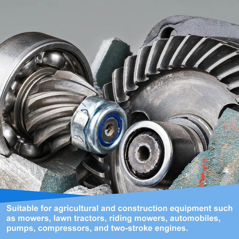 Close-up of gears and needle roller bearing, suitable for mowers, tractors, engines, and construction equipment use.