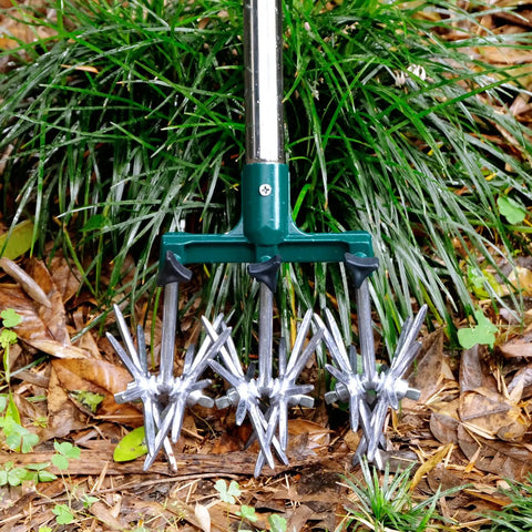63 Inch Long Handle Rotary Tiller For Easy Gardening Adjustable From 25 To 63 Inches Aluminum Detachable Tines in garden