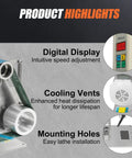 Kickass 2X36 Inch Desktop Belt Grinder And Sander Featuring Infinite Variable Speed for Knife Making showing digital display, cooling vents, and mounting holes.