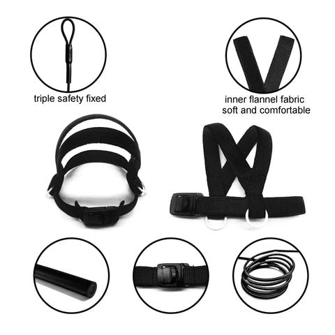 Bird Harness With Buckle Clip And Leash For Small Birds Outdoor Flying Kit showing black adjustable straps and secure buckle