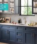 Oletto Single Handle Kitchen Bar Faucet in spot-free antique champagne bronze with 12 inch tall body and 360° swivel in modern kitchen