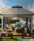 13x13 Pop Up Gazebo With Mosquito Netting One Push Setup No Tools Needed Ventilated Roof For Fresh Air Sturdy Frame in Backyard