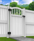 Heavy Duty Self Closing Gate Hinges Pair Black Steel Multi Adjust Tension And Alignment For No Sweat Outdoor Fence Setup on white gate.