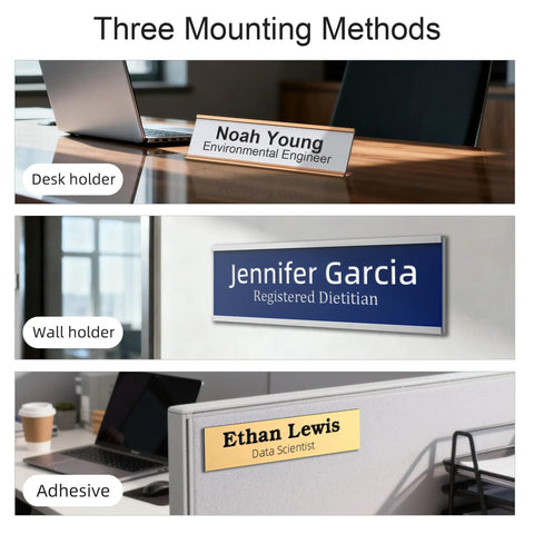 Custom Engraved Adhesive Name Plate For Desk Or Door Sign 2x8 Inch Stick On Office Nameplate For Home Or Office Three Mounting Options