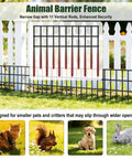15 Pack Dog And Critter Barrier Fence With 21.25 Feet Of No Dig Under Fence Barrier For Yard Rustproof Metal Garden Fence Gap Filler shown installed in yard