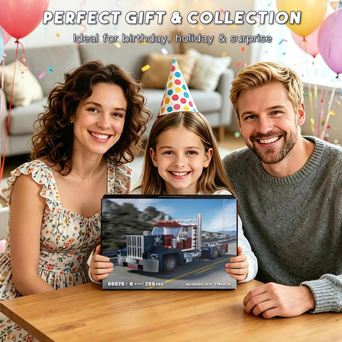 Epic Classic American Semi Truck Building Kit For Kids And Adults With 269 Pieces In ABS Plastic Realistic Long Nose Tractor Trailer Model on birthday gift box