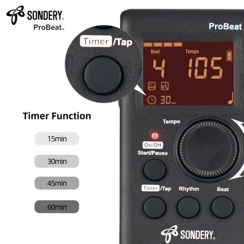 Digital Metronome With Rechargeable Battery, Vocal Counting And Timer For Piano, Guitar, Drum And All Instruments, Bright Color Screen Display