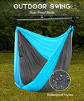 Outdoor Hanging Swing Chair For Adults, Portable Hammock Chair For Indoor Or Outdoor Chill, large blue and gray, nylon.