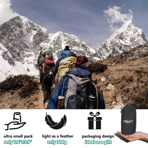 People hiking with the Silky Soft Sleeping Bag Liner And Sleep Sack For Backpacking And Travel Sheets For Hotels And Hostels Ultralight Packable Warmth Breathable 100 Percent Polyester Easy Care Comfy Roomy Fit For Adults And Kids Dark Gray No Zipper.