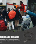 Group of hikers with bags using 4 Pack Outdoor Luggage Straps With Quick Release Buckles, Durable Anti-Pinch Tie-Down Straps For Luggage, Camping, Hiking And Travel Gear, Multi-Function Bindings, Black.