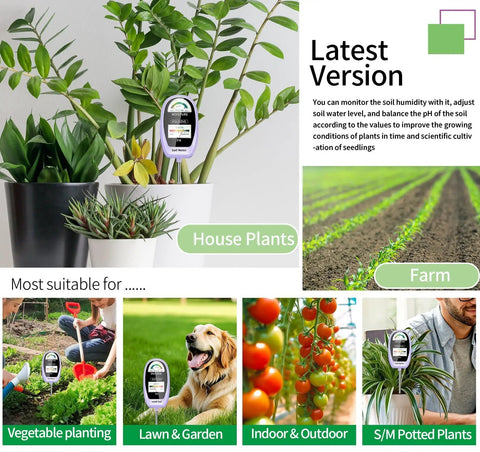 2 In 1 Soil Moisture And PH Meter Tester For Plants And Lawn Garden And Farm Indoor Outdoor Use Dual Screen Soil Tester With Accurate Readouts Say Goodbye To Guesswork Watering Grape Purple in potted plants and farm rows