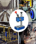 Rugged As Nails Heavy Duty Manual Arbor Press With Secure Grip And 360 Degree Rotatable Head For Quick Riveting Punching And Precision Fabrication Work Right On Your Shop Bench in a industrial workshop setting.