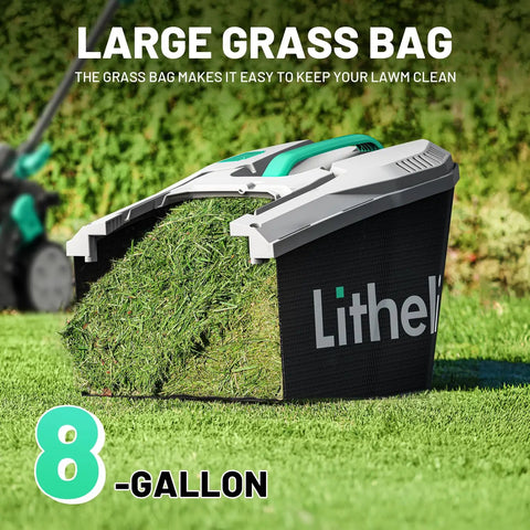 13 Inch Cordless Lawn Mower With 5 Height Settings 20V Brushless Motor Ideal for Garden Yard and Small Farm Lightweight No Fuss Walk Behind Includes 4Ah Battery And Charger For Quick Clean Cuts, 8-gallon grass bag