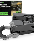 Trail Ready Heavy Duty Shackle Hitch Receiver for Two Inch Hitches, Best Tow Recovery Gear for Trucks and Jeeps, Durable Gray Finish