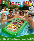 Soccer Themed Inflatable Serving Bar For Pool Parties And Tailgates 53 Inch Floating Cooler And Buffet Tray For Drinks And Snacks