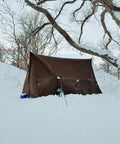 Coyote brown Hot Tent With Stove Jack For Four Season Hammock Camping Gear 3000mm Waterproof Shelter in snowy woods