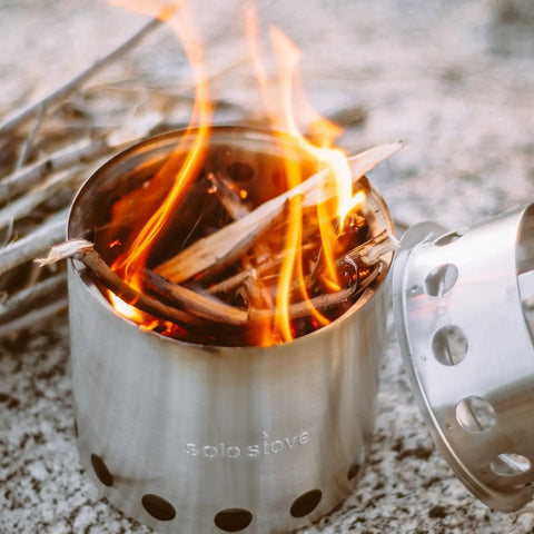 Ultra Lightweight Packable Camping Stove For Hiking And Survival With Gasification Rocket Design, burning wood fuel