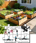 Effortless Drip Irrigation Kit For Garden And Yard With Automatic Plant Watering System in raised beds with quick connect fittings
