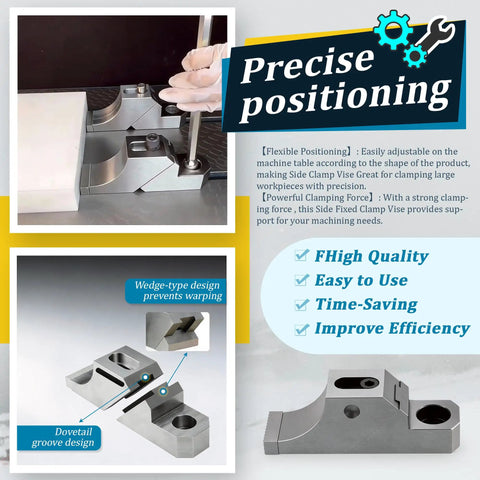 Heavy Duty M8 Side Clamp For Milling Machine CNC Workholding Fixture with flexible positioning and wedge-type design.