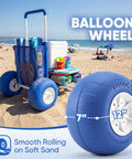 Massive Heavy Duty Beach Wagon With 12 Inch Big Wheels For Sand Balloon Tires on a beach with gear loaded