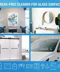 MiracleWipes for Glass cleaning wipes collage showing mirrors, windows, shower doors, and car windshield.