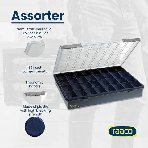 Assorter Tool Box Organizer With 32 Fixed Slots And Semi Transparent Lid Durable Polypropylene Storage Box For Screws Nuts Bolts And Small Hardware Ideal Garage Workshop Organizer