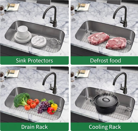 Stainless Steel Kitchen Sink Grid And Protectors For Single Bowl Sinks 26 By 14 Inch With Rear Drain Heavy Duty Sink Grid