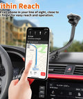 Heavy Duty Magnetic Phone Car Mount With 14 Inch Gooseneck Long Arm Extension grips smartphone for easy navigation in car.