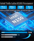Intel N150 processor with 4 cores and 6MB cache for Heavy Duty Fanless Mini PC With N150 CPU Works Smooth As A No Fuss Firewall Appliance.