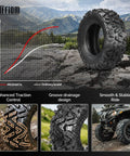 Set Of 4 All Terrain ATV UTV Tires 25x8-12 Front And 25x10-12 Rear Tubeless 6 Ply Heavy Duty Puncture Resistant on rocky trail