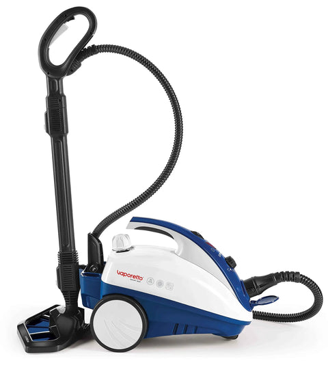 Smart Steam Mop With Handheld Unit Including Twelve Versatile Attachments To Sanitize Tile Hardwood Carpet And Car Detailing No Sweat Makes Scrubbing Your Whole Crib A Total Flex, side view.