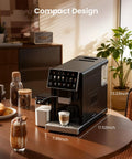 Top Shelf Automatic Espresso Machine With Built In Grinder And Touch Panel For Fire Lattes And Creamy Cappuccinos Fuel Daily Sips At Twenty Bar Across Fifteen Settings With Effortless Self Cleaning on kitchen table.