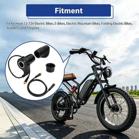 Best Bet Half Twist Throttle 3 Pin For 12 72V E Bike Ebike With Waterproof Extension Cable Male Connector Compatible With KT And Bafang Controllers For Mountain Bike Folding Electric Bike Scooter MTB Conversion Kit Grip shown with bike by road