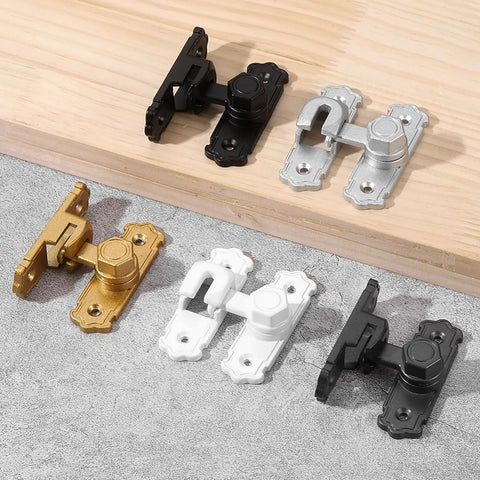 Premium Gold Aluminum Flip Gate Latch Set, Tough As Nails 90 To 180 Degree Swing Barn Door Lock in gold, black, white, silver finishes.