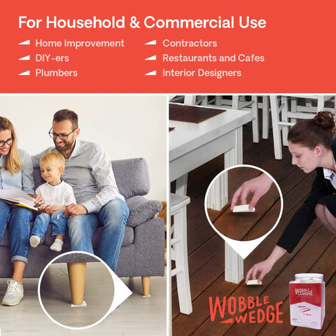 Wobble Wedges 300 Pack Flexible Plastic Shims for Leveling Furniture and Fixtures, DIY Home Use Under Table Leg, Sofa Stabilizing