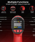 Non Contact Infrared Temperature Gun With Adjustable Emissivity And Color Backlight, Pro Grade Fast Laser Thermometer For Cooking, Pizza Oven, BBQ, Fridge, Engine, And HVAC, Reads -58F To 1112F (-50C To 600C) In 0.5s, Accurate ±2% close-up front view