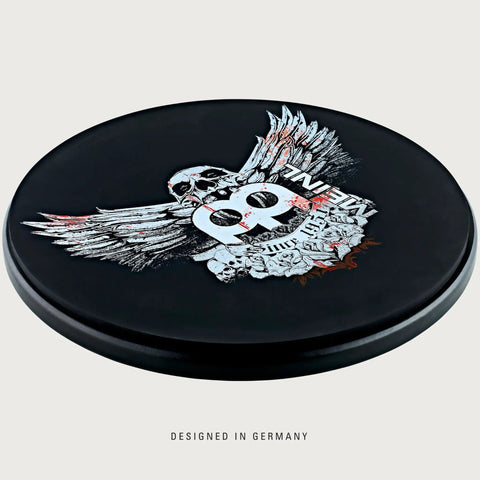 12 Inch Silicone Drum Practice Pad With Medium Rebound And Quiet Volume For Speed Power And Precision Life Like Rebound With Major Noise Reduction Classic Logo 2 Year Warranty, black
