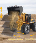 9 Channel RC Front Loader 4WD Alloy Shovel Loader Tractor lifting sand with 360 degree rotation and lights for kids aged 8 to 12
