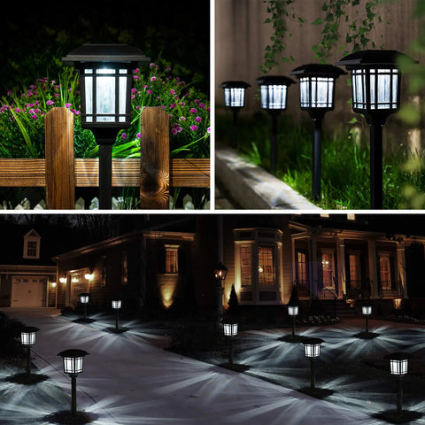 8 Pack Solar Pathway Lights Outdoor Waterproof Yard Lighting for Lawn Driveway Walkway Landscape, Easy Install, Cold White Glow for Garden, Patio, Path, and Walkways